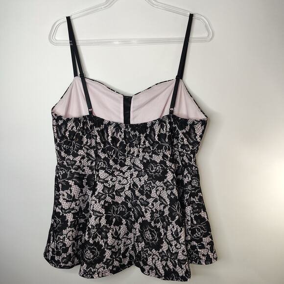 Torrid Corset Style Top Womens 1 or 14/16 or 1X‎ Black & Light Pink Goth Fairy - Picture 3 of 12